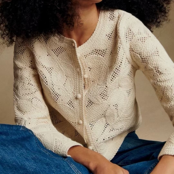 Sezane Nora Cardigan In Ecru - Picture 2 of 15